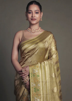 Green Handloom Tissue Pure Silk Saree With Blouse Piece