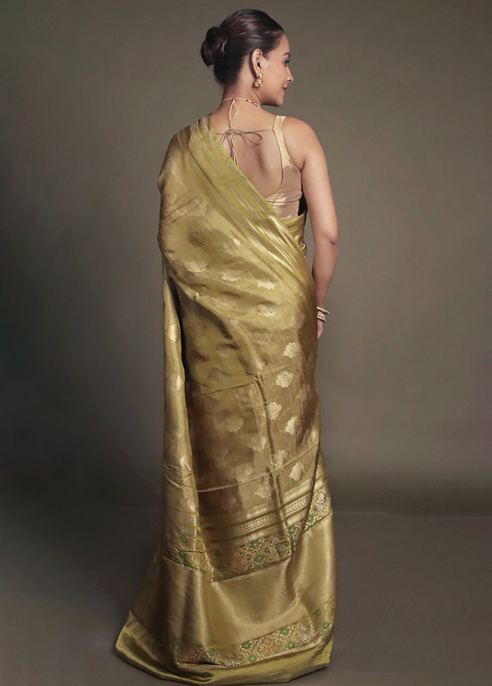 Green Handloom Tissue Pure Silk Saree With Blouse Piece