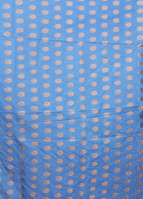 Blue Dupion Silk Saree With Blouse Piece