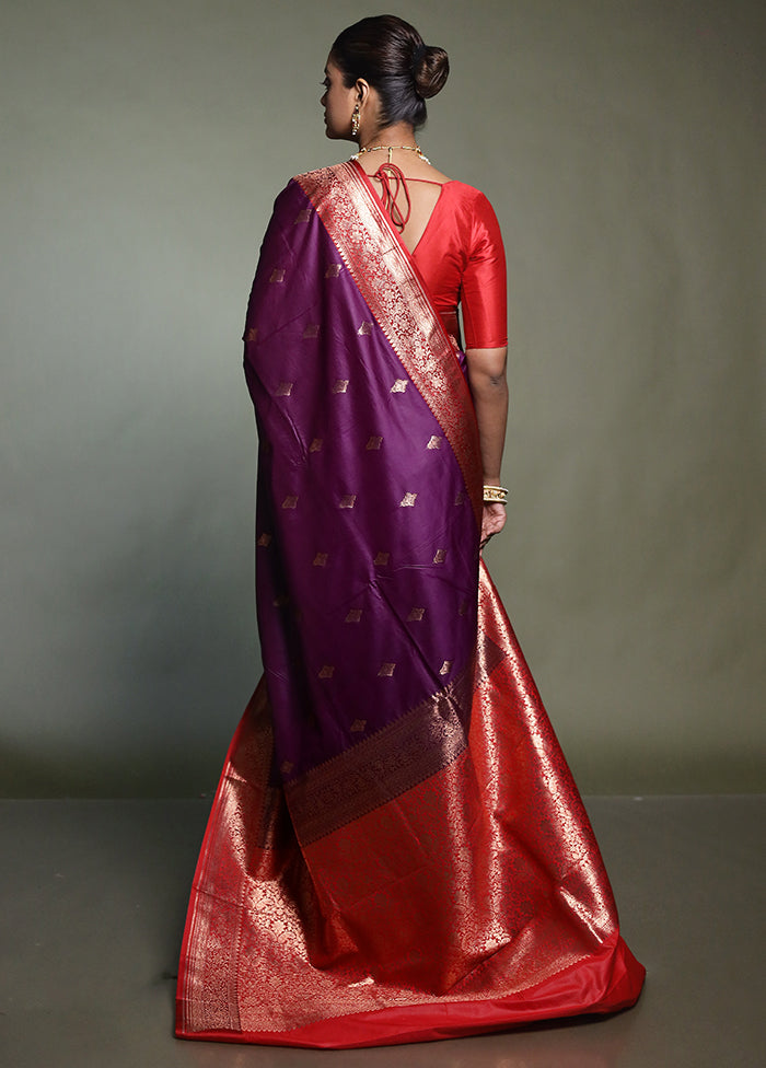 Purple Katan Silk Saree With Blouse Piece