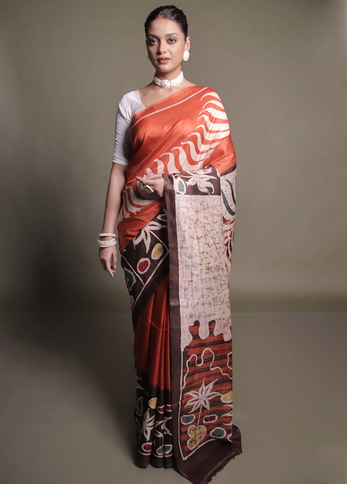 Multicolor Printed Pure Silk Saree Without Blouse Piece