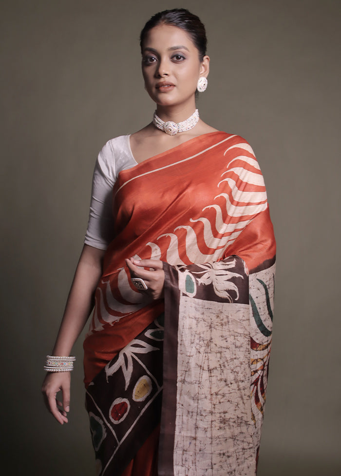 Multicolor Printed Pure Silk Saree Without Blouse Piece