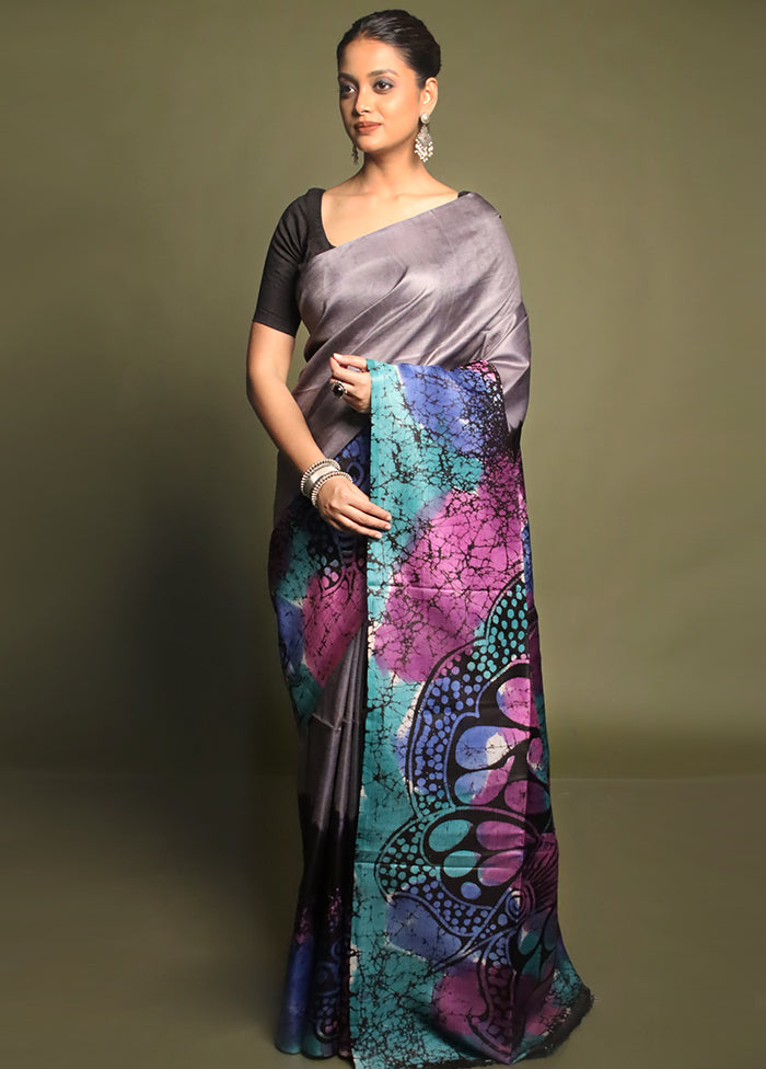 Multicolor Printed Pure Silk Saree Without Blouse Piece