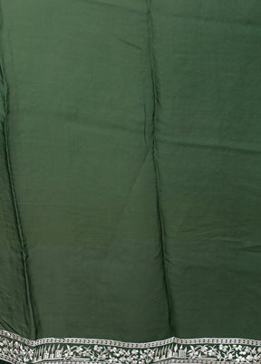 Green Handloom Pure Georgette Saree With Blouse Piece