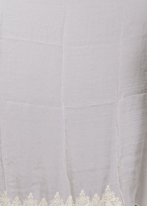 White Handloom Pure Organza Saree With Blouse Piece