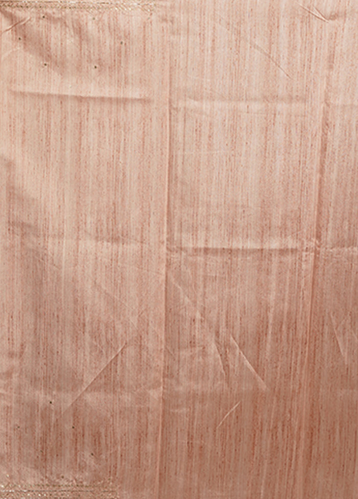 Cream Dupion Silk Saree With Blouse Piece