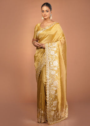 Grey Handloom Tissue Pure Silk Saree With Blouse Piece
