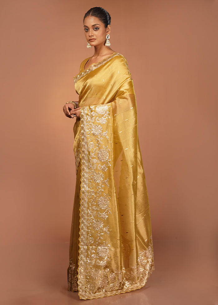 Grey Handloom Tissue Pure Silk Saree With Blouse Piece