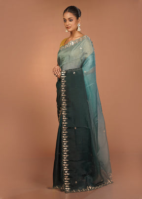 Green Tissue Silk Saree With Blouse Piece
