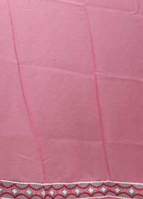 Pink Handloom Pure Georgette Saree With Blouse Piece