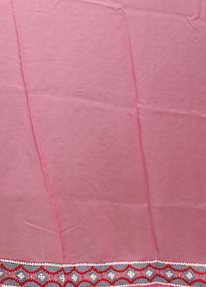 Pink Handloom Pure Georgette Saree With Blouse Piece