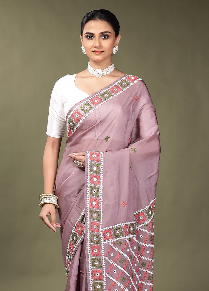 Pink Handloom Pure Georgette Saree With Blouse Piece