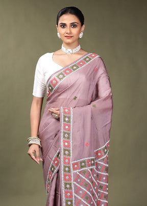 Pink Handloom Pure Georgette Saree With Blouse Piece