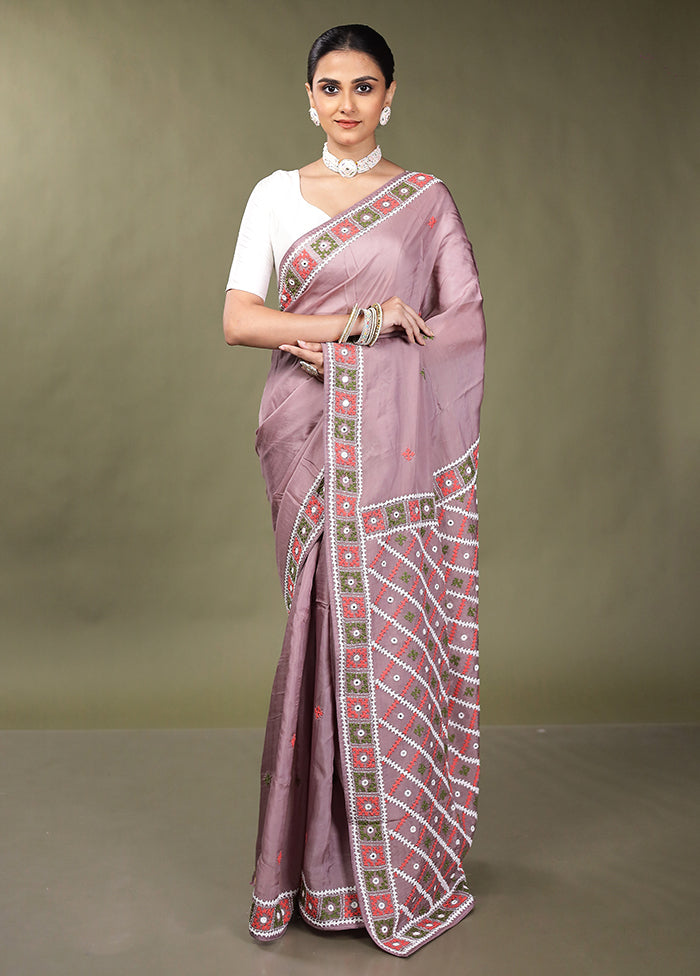 Pink Handloom Pure Georgette Saree With Blouse Piece