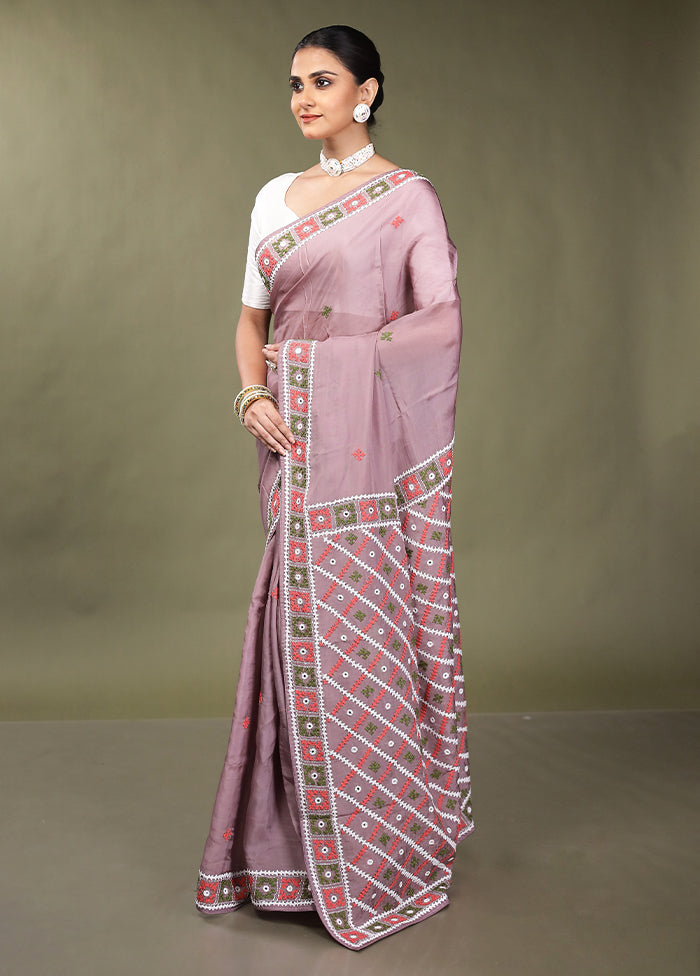 Pink Handloom Pure Georgette Saree With Blouse Piece