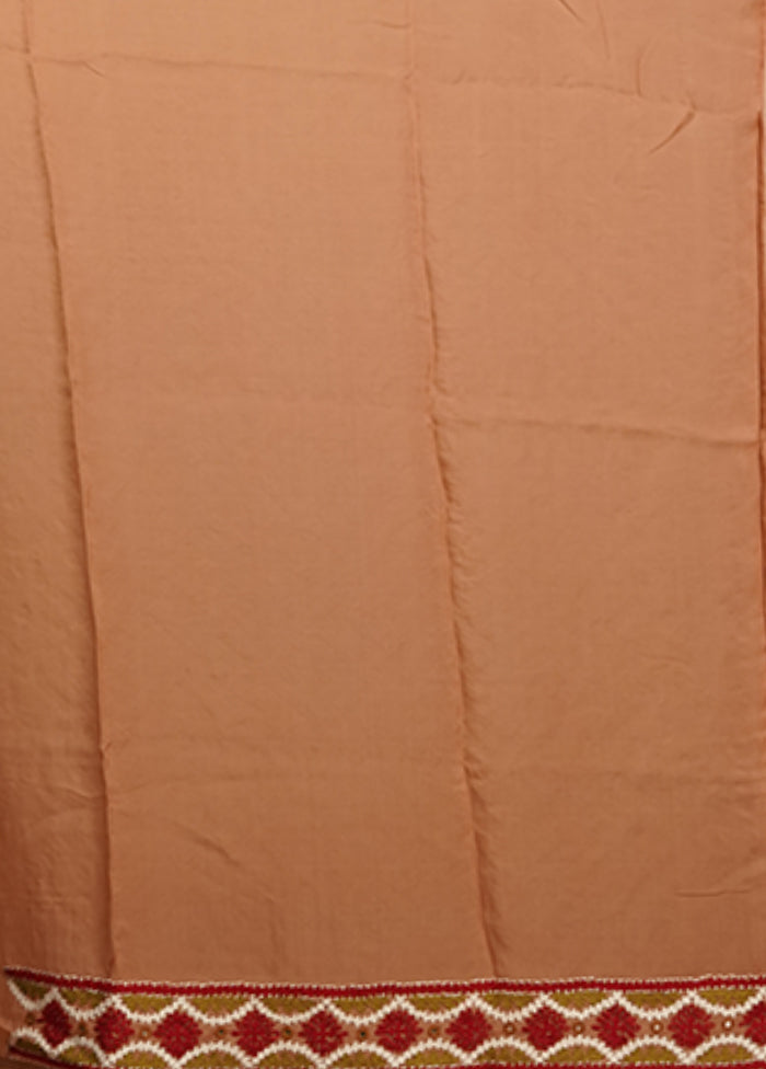 Cream Handloom Pure Georgette Saree With Blouse Piece