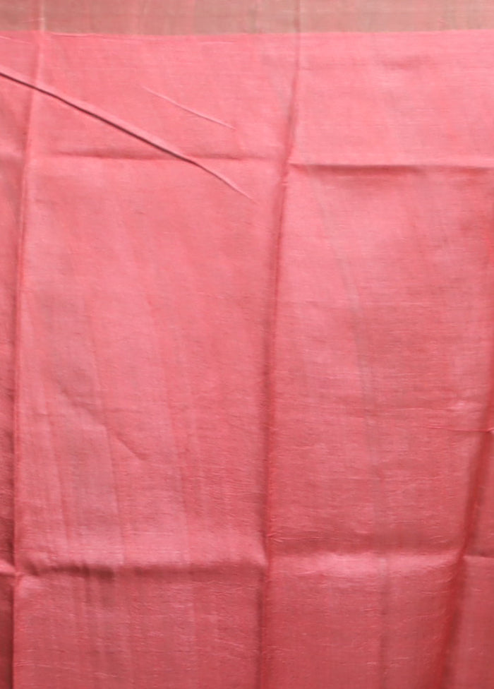 Yellow Handloom Tussar Pure Silk Saree With Blouse Piece