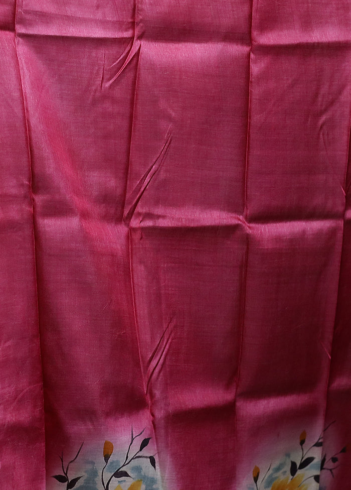 Multicolor Handloom Tussar Pure Silk Saree With Blouse Piece