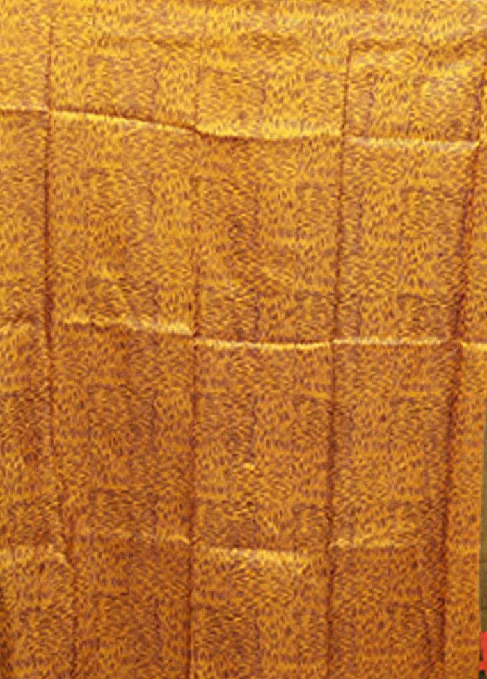 Green Printed Pure Silk Saree Without Blouse Piece