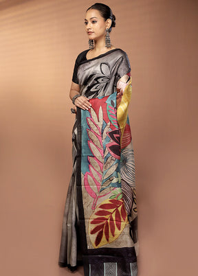 Cream Handloom Printed Pure Silk Saree Without Blouse Piece