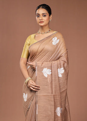 Cream Dupion Silk Saree With Blouse Piece