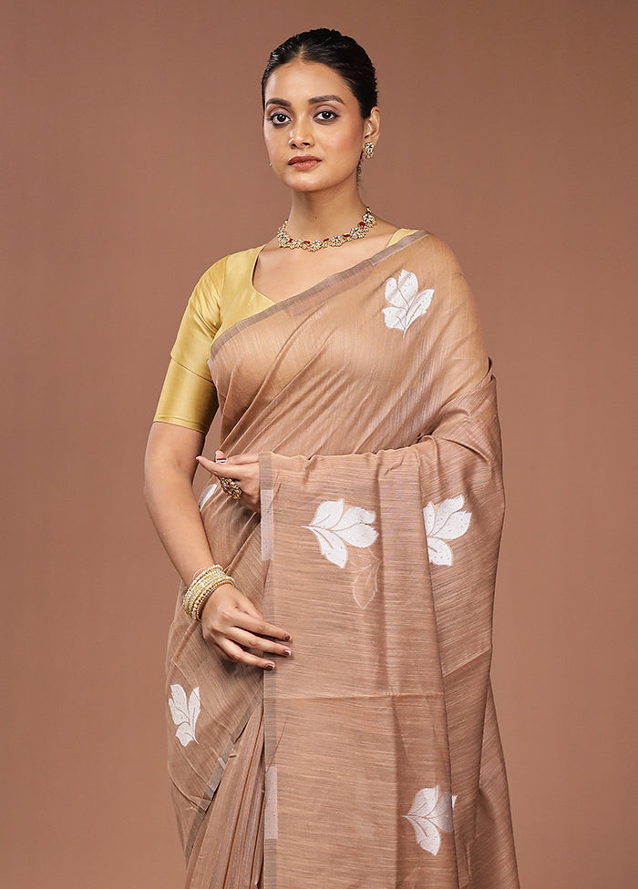 Cream Dupion Silk Saree With Blouse Piece
