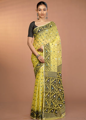 Yellow Tant Jamdani Saree Without Blouse Piece