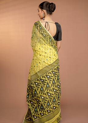 Yellow Tant Jamdani Saree Without Blouse Piece