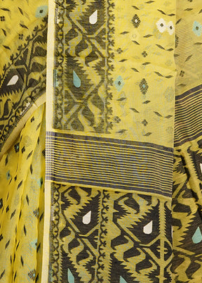 Yellow Tant Jamdani Saree Without Blouse Piece