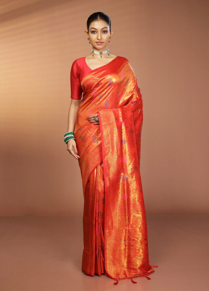 Pink Dupion Silk Saree With Blouse Piece