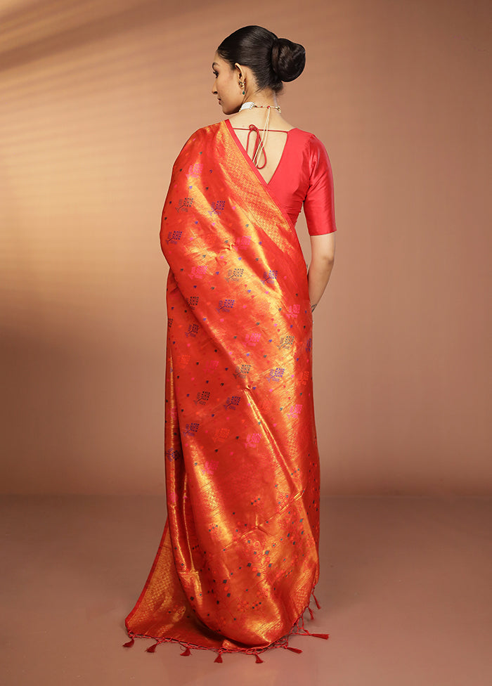 Pink Dupion Silk Saree With Blouse Piece