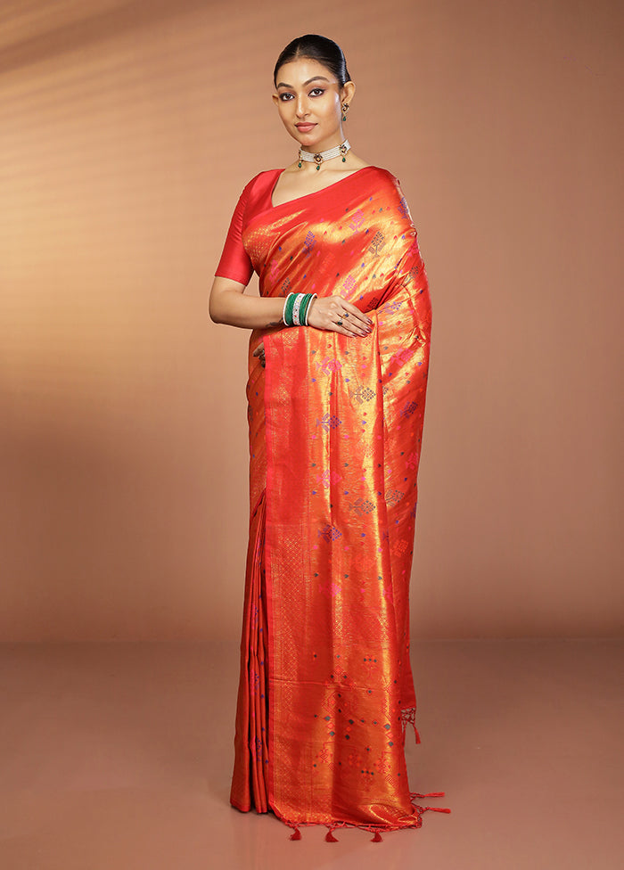 Pink Dupion Silk Saree With Blouse Piece