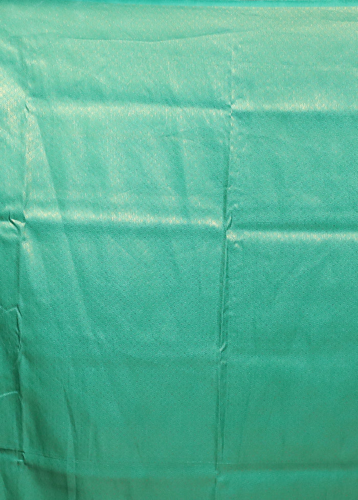 Green Dupion Silk Saree With Blouse Piece