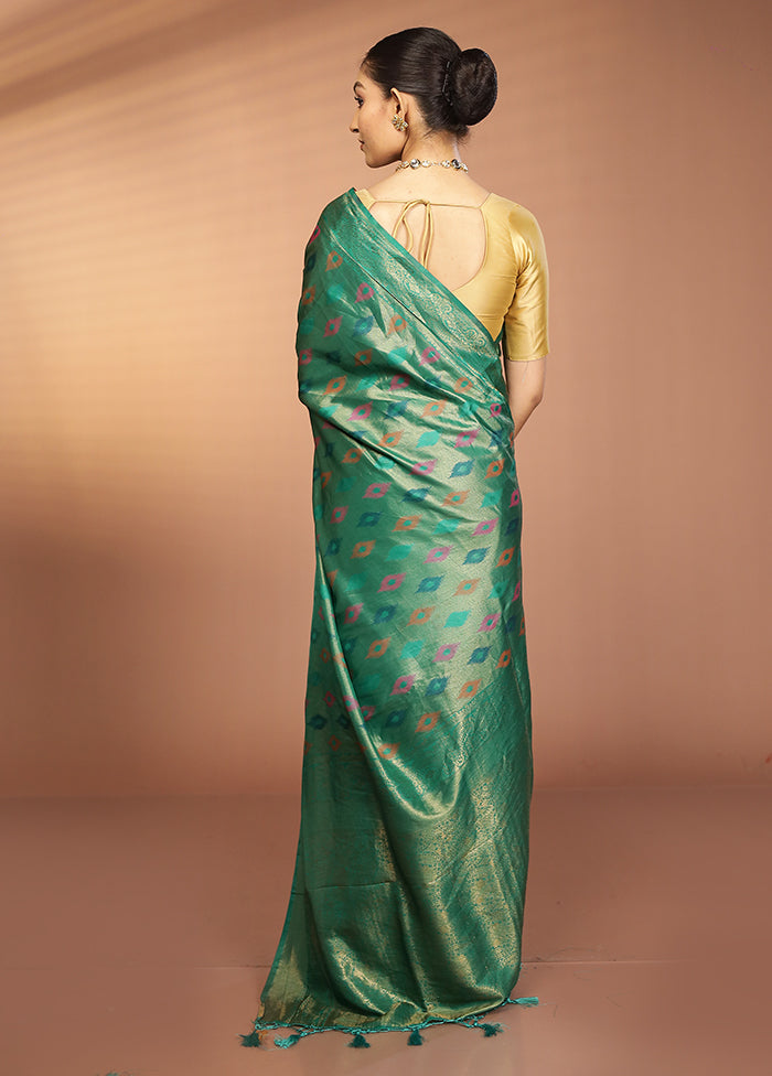 Green Dupion Silk Saree With Blouse Piece
