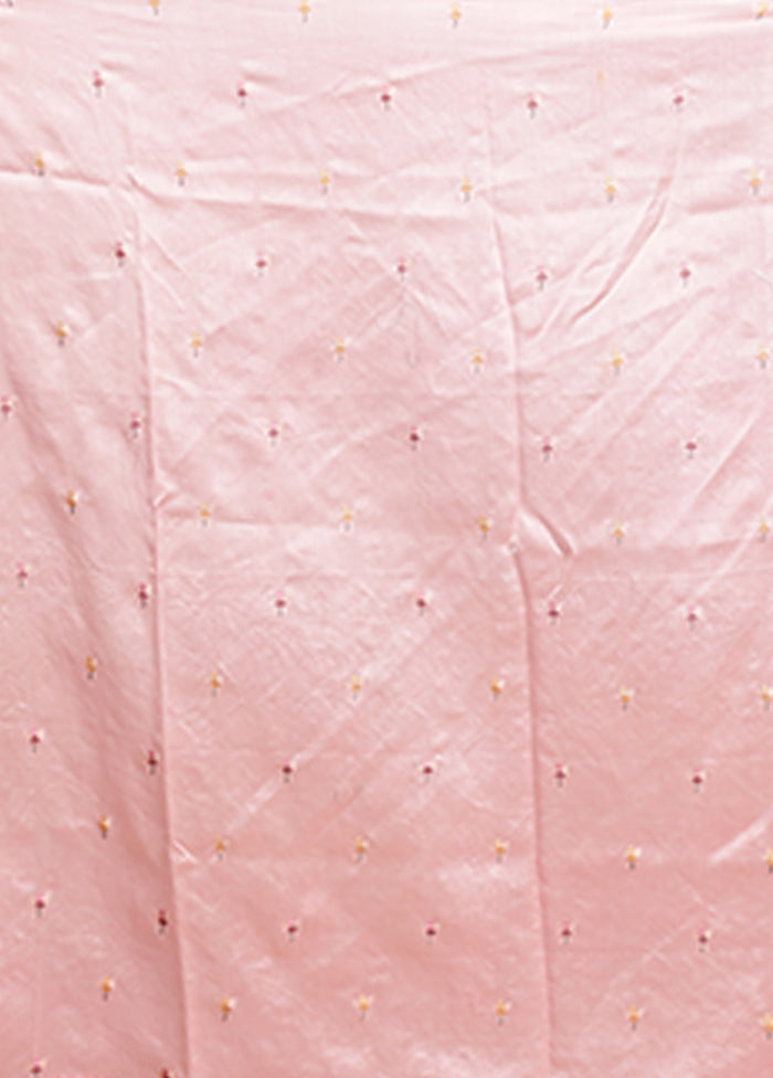 Pink Handloom Pure Organza Saree With Blouse Piece