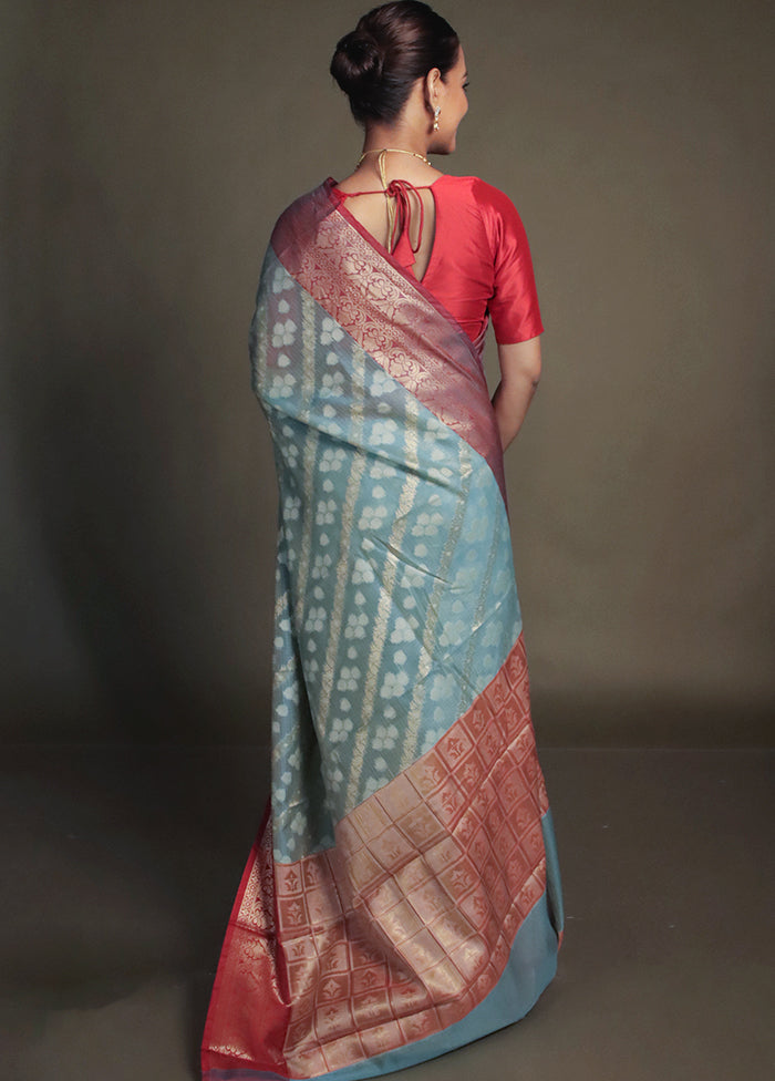 Green Kora Silk Saree With Blouse Piece