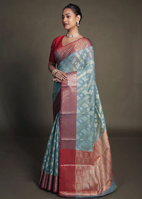 Green Kora Silk Saree With Blouse Piece