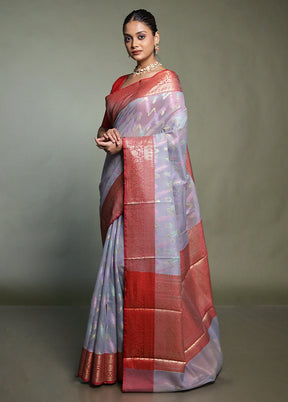 Grey Kora Silk Saree With Blouse Piece