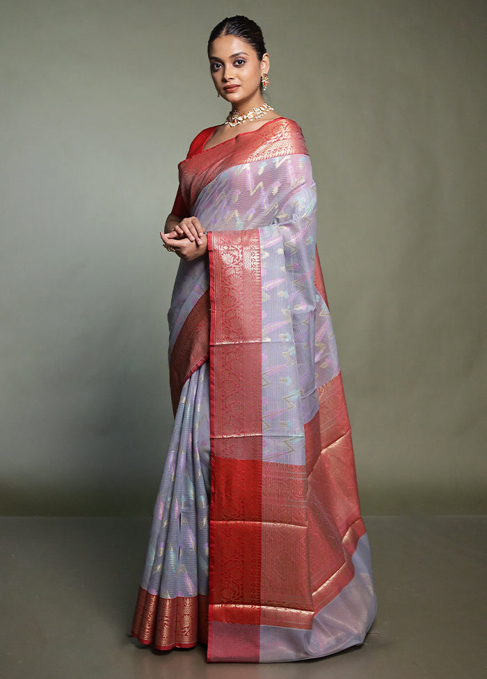Grey Kora Silk Saree With Blouse Piece