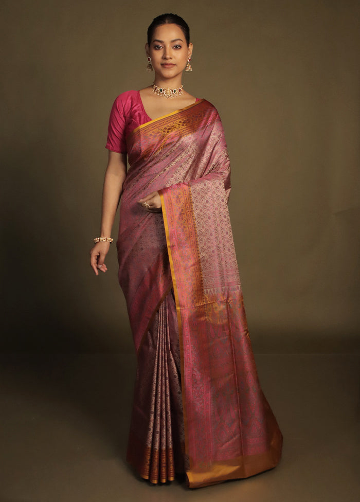 Cream Handloom Jamewar Pure Silk Saree With Blouse Piece