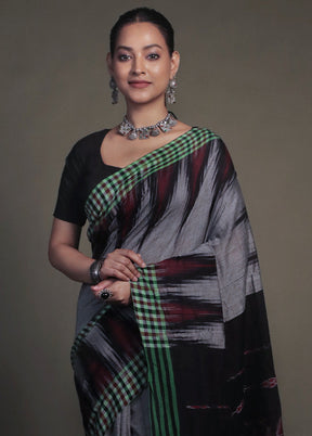 Grey Bomkai Silk Saree Without Blouse Piece
