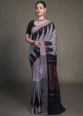 Grey Bomkai Silk Saree Without Blouse Piece