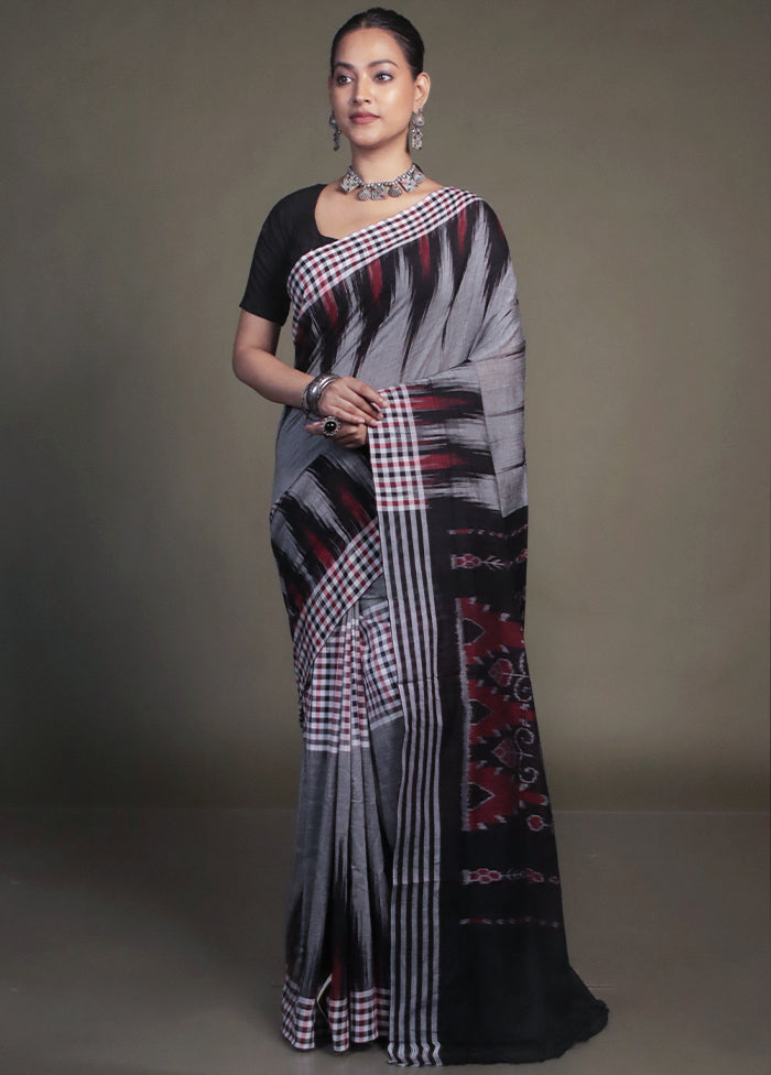 Grey Bomkai Silk Saree Without Blouse Piece