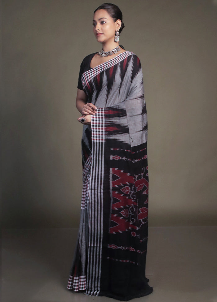 Grey Bomkai Silk Saree Without Blouse Piece