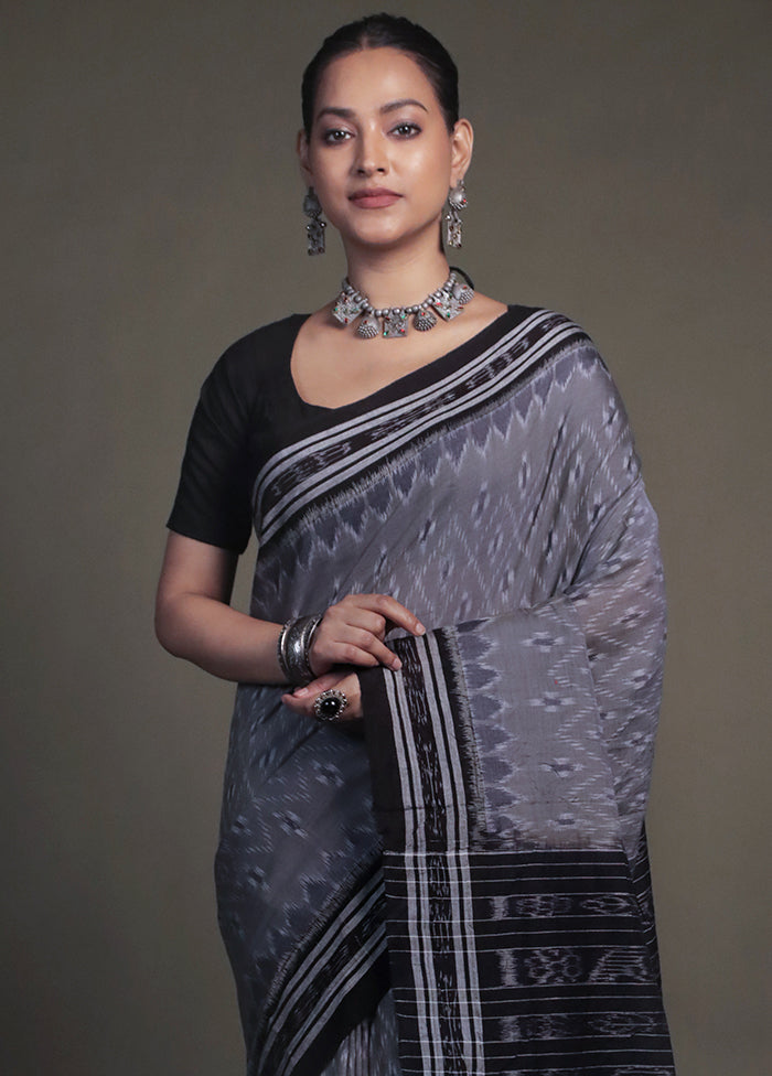 Grey Bomkai Silk Saree Without Blouse Piece