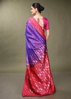 Blue Tanchoi Silk Saree With Blouse Piece