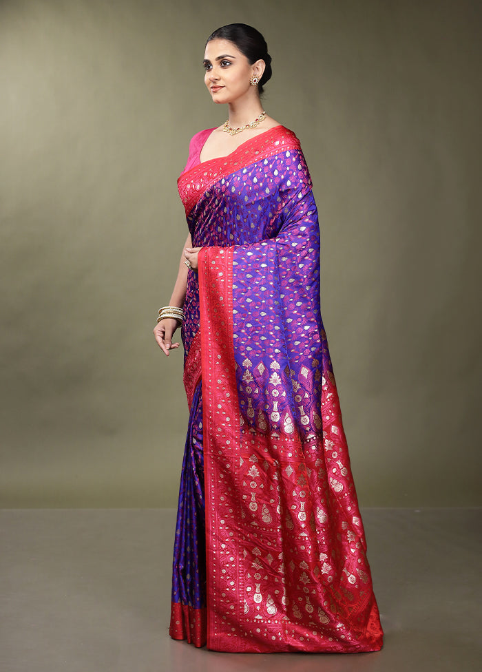 Blue Tanchoi Silk Saree With Blouse Piece