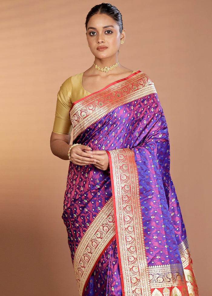 Blue Handloom Tanchoi Pure Silk Saree With Blouse Piece