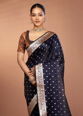 Black Banarasi Silk Saree With Blouse Piece
