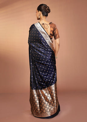 Black Banarasi Silk Saree With Blouse Piece